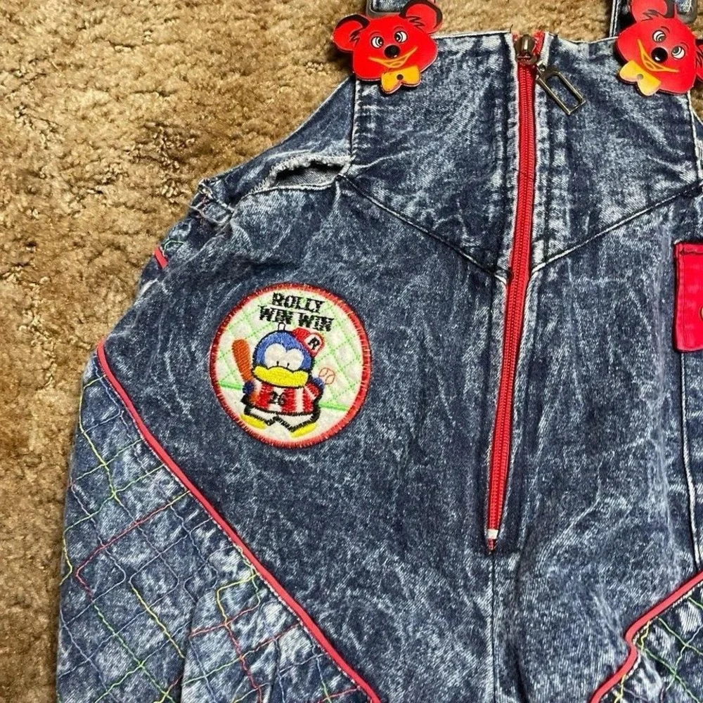 Vintage Kids Size 2T Blue Colorful Overalls Made in Taiwan‎